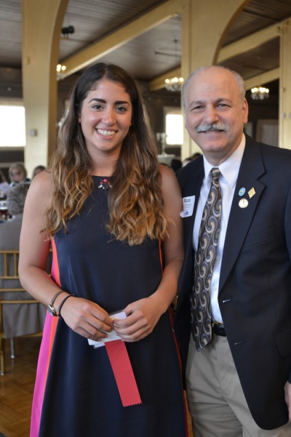 Photo from the MRA Newsletter. Martina Schiavello and Chef Rico DiFronzo, Executive Chef of Union Oyster House and SHA culinary instructor
