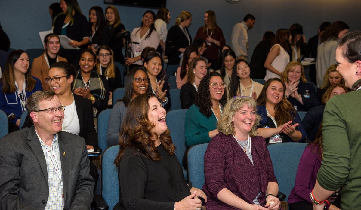 People engaged in event