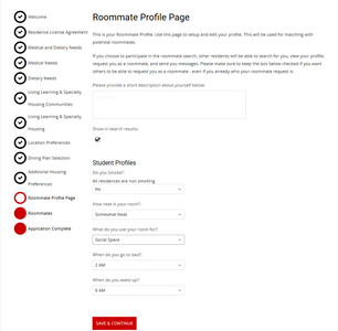 Roommate Profile Page