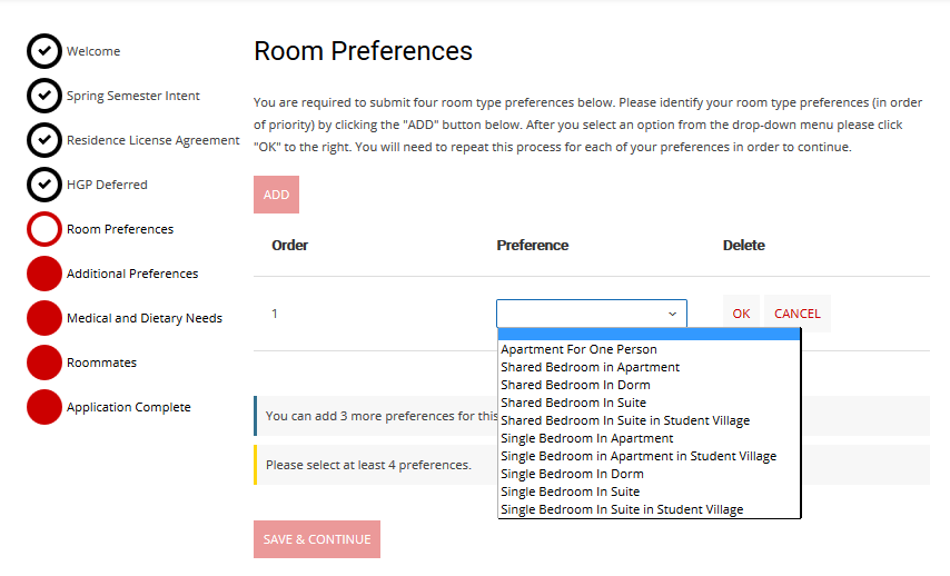 room pref Boston University Housing