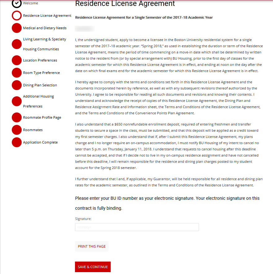 transfer rla Boston University Housing