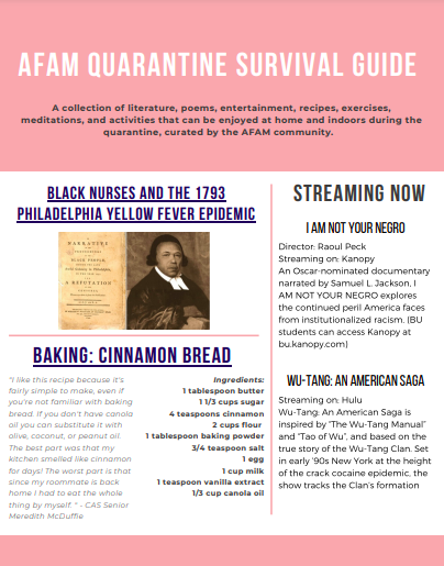 AFAM Quarantine Survival Guide Flyer