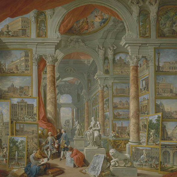 "Ancient Rome" by Giovanni Paolo Panini, 1757. On display at the MET Fifth Avenue in Gallery 620.