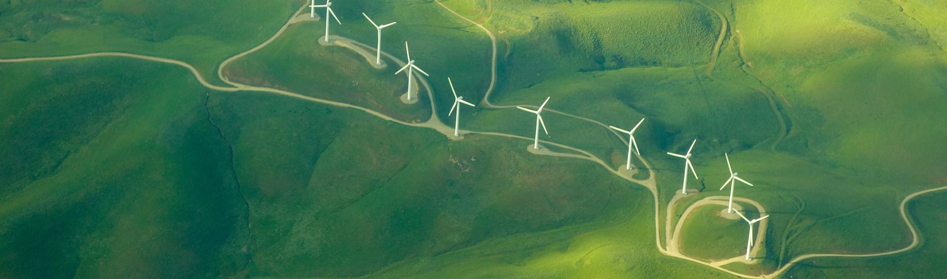 Aerial view of windmill farm