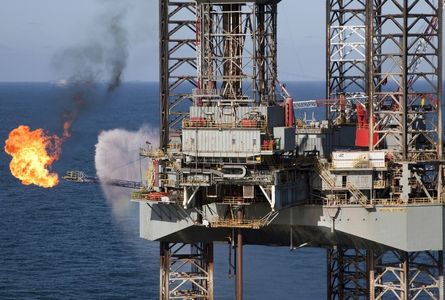 Drilling rig flare North Sea