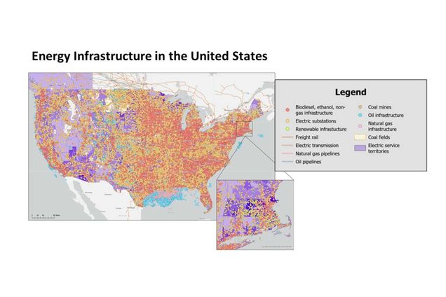 Map of energy infrastructure across the United States