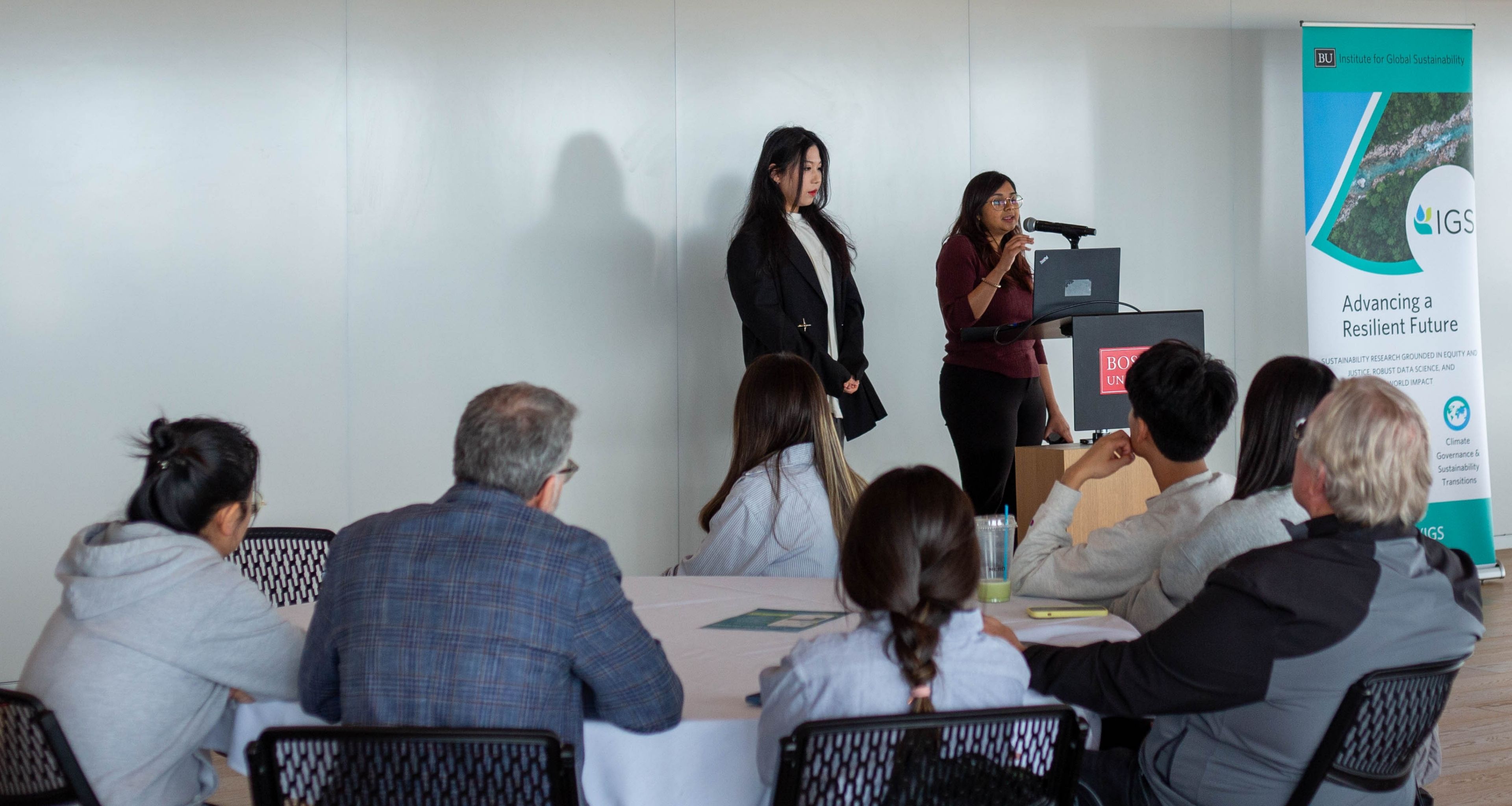 Two students speak at Campus Climate Lab.