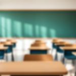 Empty desks in a classroom.
