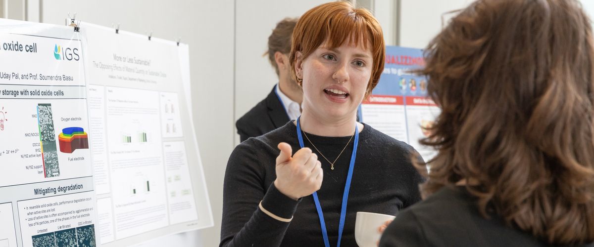 Former Graduate Student Summer Fellow at a poster session.