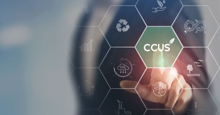 CCUS conceptualized with person pointing to CCUS.