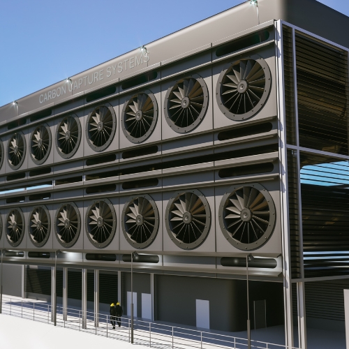 Rendering of industrial carbon capture technology facility.