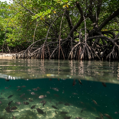 A vibrant mangrove system.