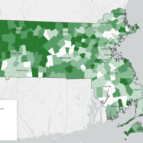 A map of Massachusetts.