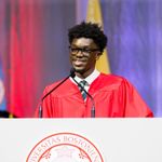 Akwasi Antwi, Student Government President and Inauguration student speaker addresses the crowd