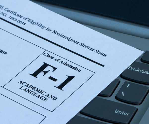 Closeup of a sample of the Form I-20