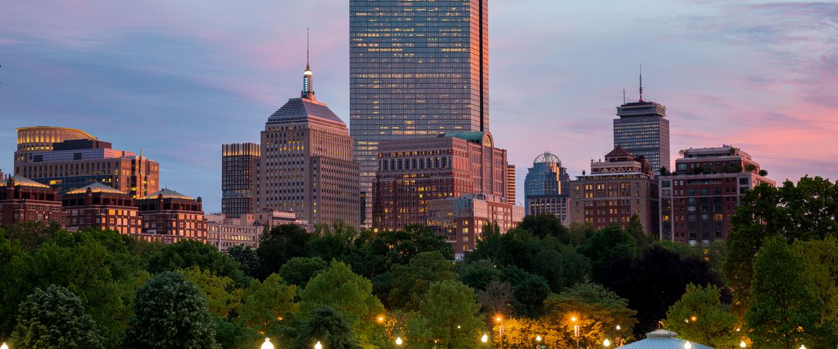 Boston Back Bay Skyline at Sunset from the Boston Common