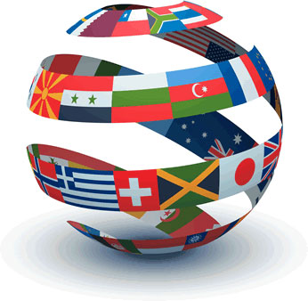 globe made from a ribbon of country flags