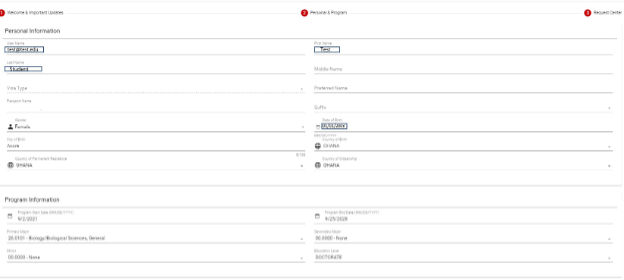 example of the second section of the Student Profile
