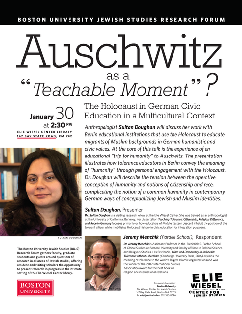 poster from event title "Auschwitz as a "teachable moment"