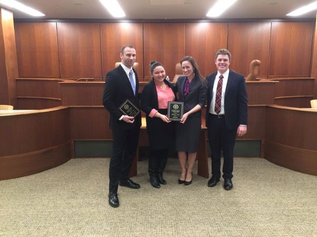 Brandon Winer ('18), Gina Del Rio Gazzo ('17, coach), Katherine Depanger ('18), and Mathew Hough ('17). 