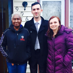 BU Law students with Rebecca Evans, a Michigan Legal Services client