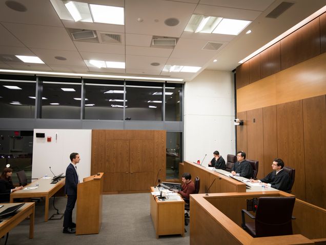 11/10/16 - Boston, Massachusetts Various images from the School of Law including classrooms, students studying, the Law library, students and faculty at a reception, and a moot court argument on November 10, 2016. Photo by Tim Llewellyn for Boston University Photography