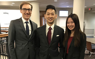 Professor Paul Gugliuzza with Phil Chen and Autumn Wu