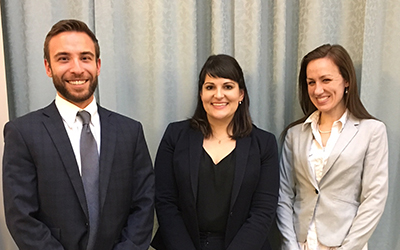 BU Law students Christopher Grimaldi, Cristina Lloyd, and Katherine DePangher