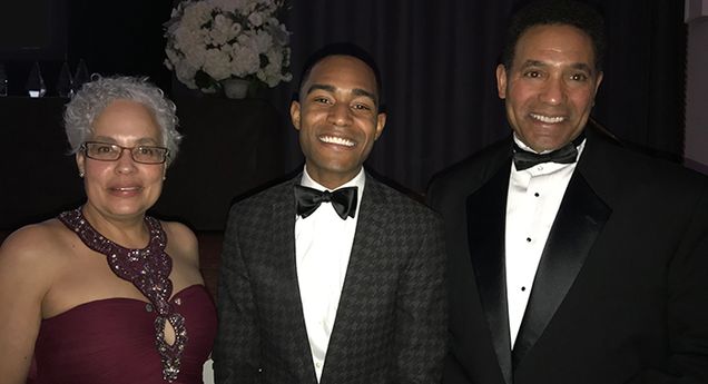 Professors Maria and Keith Hylton with Jonathan Allen ('19) at the MBLA Gala