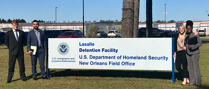 BU Law students on a Spring Break Pro Bono Service Trip to Jena, Louisiana with the Southeast Immigrant Freedom Initiative.