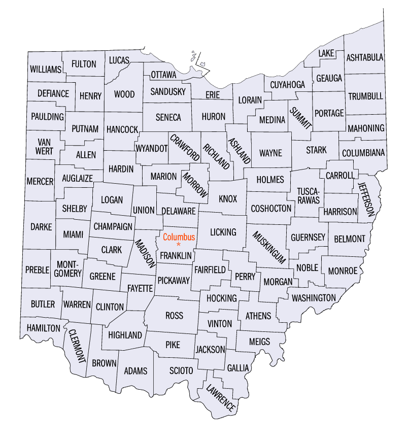 Ohio counties map