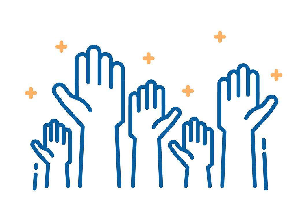 Illustration of hands raised