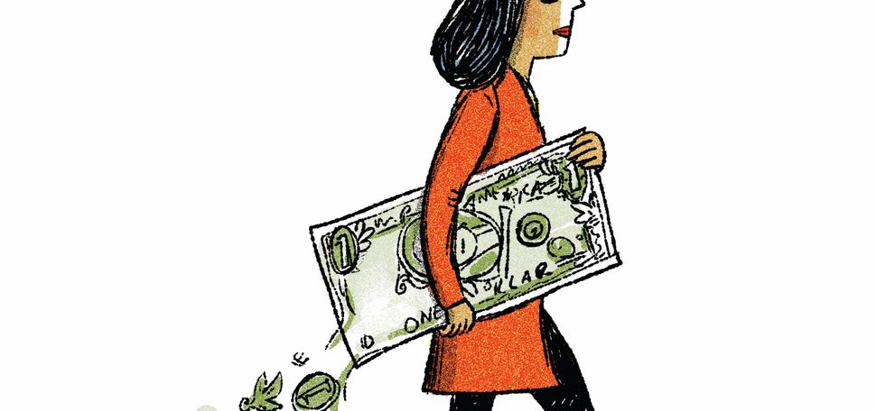 Woman with money illustration