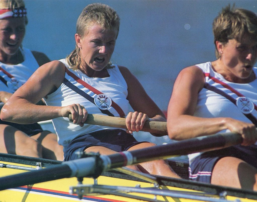 Kristen J. Thorsness ('89) with her 1984 Olympic rowing teammates