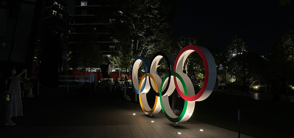 Olympic Rings at night