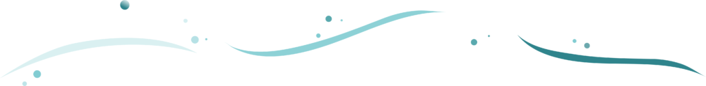 Blue and teal paint strokes and dots to represent waves