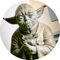 Photo of life-like statue of Yoda from the Star Wars franchise