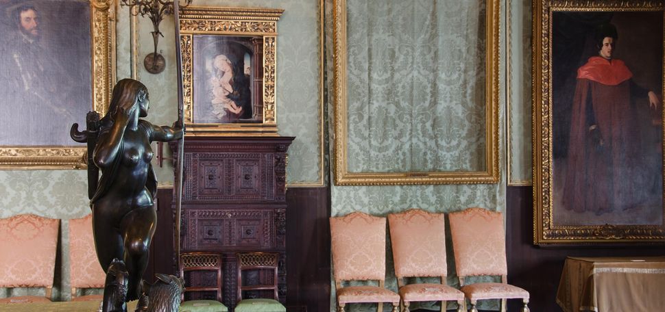 Empty frames at the Isabella Stewart Gardner Museum