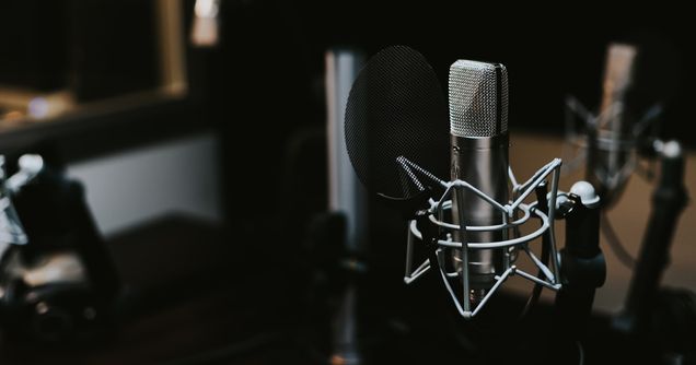 Closeup of microphone on right