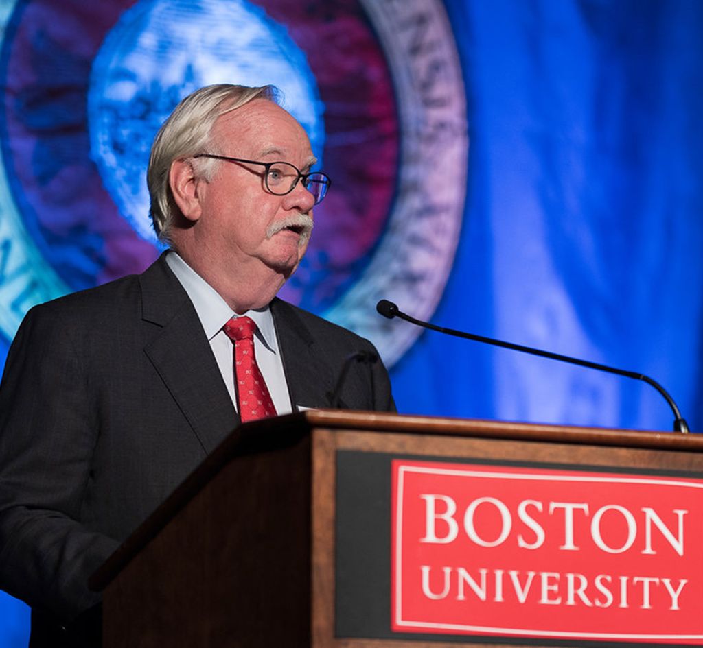 President Robert Brown speaking at the BU Law 150th anniversary gala