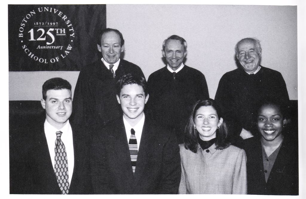 1997 Albers Moot Court judges and finalists, (back row, L–R): Hon. Bruce M. Selya, Hon. David H. Souter, Hon. Guido Calabresi; (front row, L–R): Michael Vitali, Andrew Hansen, Nicole (Cooper) Rooney, Kimberly Atkins Stohr