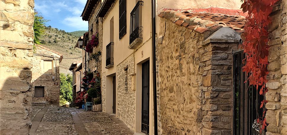 An empty street in Yanguas, Spain