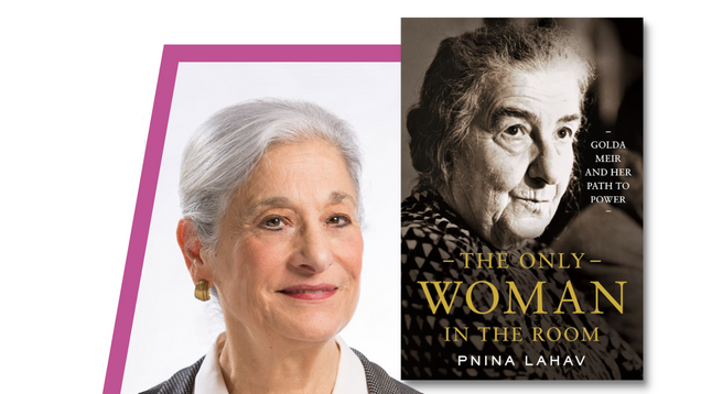 Pnina Lahav and image of book cover “The Only Woman in the Room”