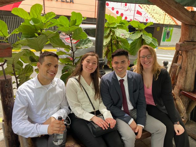 Grant Owen, Emma Bowler, Alejandro Perez, and Sophie Lovering in Puerto Rico on a pro bono spring break trip in 2023.