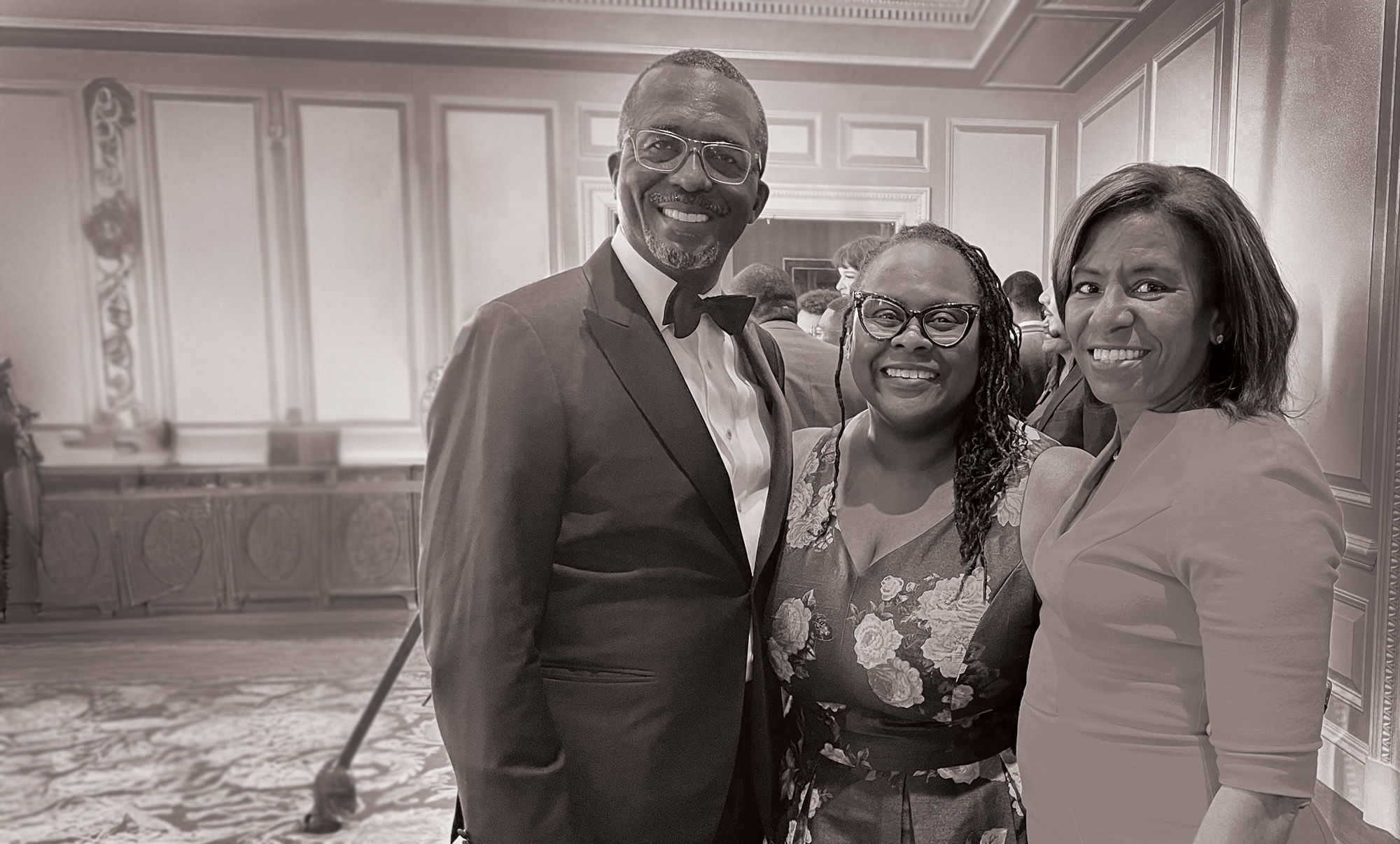 Nigel and Deb Telman with Dean Angela Onwuachi-Willig