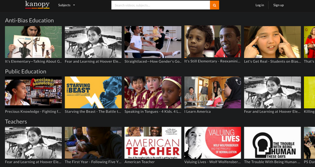 Kanopy Database, Education section screenshot