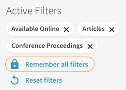 BU Libraries Search remember all filters button