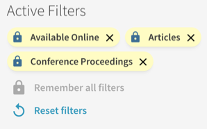 BU Libraries Search remember all filters on