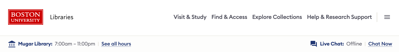 screenshot of new website header