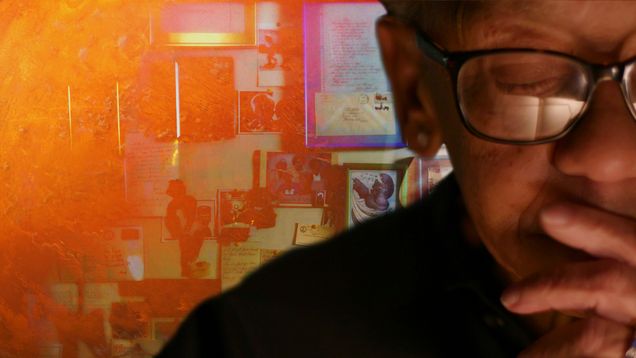 A high-exposure image of Nikki Giovanni looking contemplative.